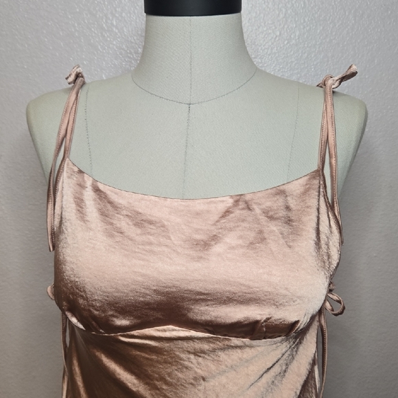 Elegant Satin Slip Dress - Rose Gold - Picture 2 of 8